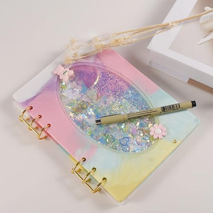 DIY Resin Shaker Journal Kit Oval Frame - Complete Set with Notebook Molds, Binder Refills - Image 4