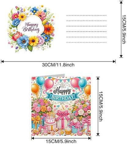 6PCS Diamond Art Painting Greeting Cards Kit, Birthday Themed DIY Card Making Set with Crystals and Envelopes, Creative Craft for Adults, Fun Party Activity and Personalized Gift - Image 2