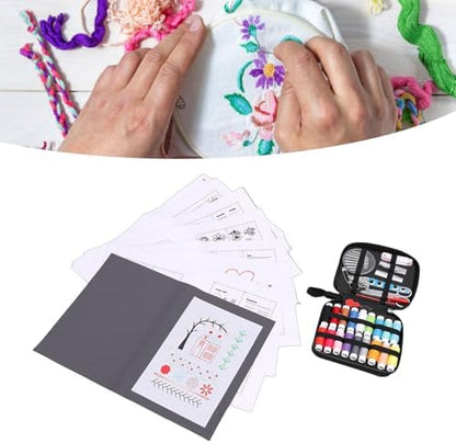 Eminchu Embroidery Stitch Book Kit, Complete DIY Sewing Tools Set, Illustrated Tutorial Book with Needles Threads Hoops & Fabric, Ideal for Beginners & Craft Lovers - Image 5