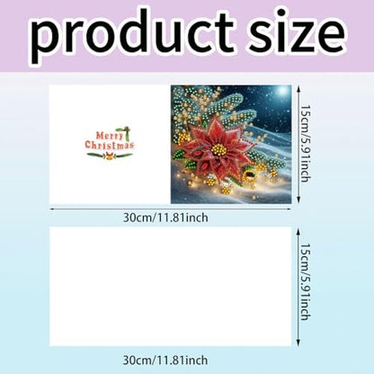 jinglinhh 6pcs Christmas Poinsettia Flower Basket Diamond Art Painting Greeting Cards with Envelopes, DIY Card Making Kits for Adults, Diamond Art Postcards Christmas Cards Craft Gifts - Image 2