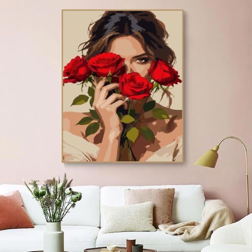 ZRIZQ Paint by Numbers Kit for Adults Beginner,Flowers Woman,16x20 - Image 7