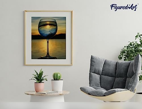 Figured'Art Paint by Numbers Kit for Adults Wine Glass and Nice View 16"x20" - Craft Art Painting Rolled Canvas with DIY Wooden Frame - Image 4