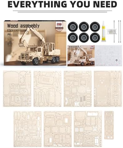 3D Wooden Puzzle for Adults, Excavator Wooden Model Car Kits - Image 6