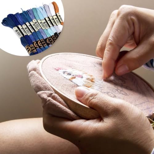 12 Skeins 105 Yards Blue Embroidery Thread Set for DIY Crafts - Image 6