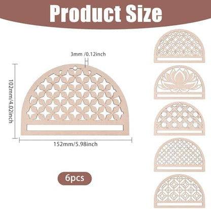 FREEBLOSS 6Pcs Mandala Macrame Frame Lotus Macrame Hanging Supplies Wood Dreamcatcher Frame Nature Wooden Hoop for Macrame Wall Hangings DIY Macrame Kit Craft Supplies Home Decor - Image 2