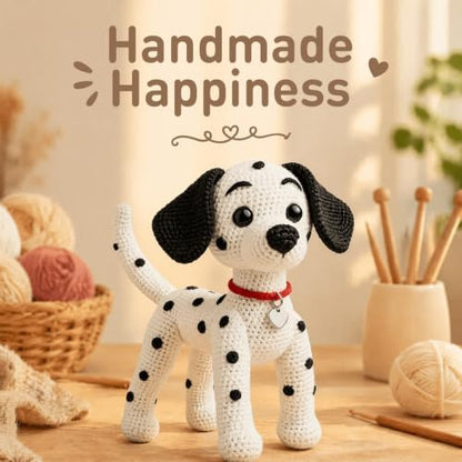 DIY Crochet Dalmatian Dog Kit for Beginners – Amigurumi Spotted Dog Stuffed Animal Knitting Kit with Yarn, Safety Eyes, Heart Tag & Instructions – Easy Beginner Crochet Craft Gift for Adults - Image 2