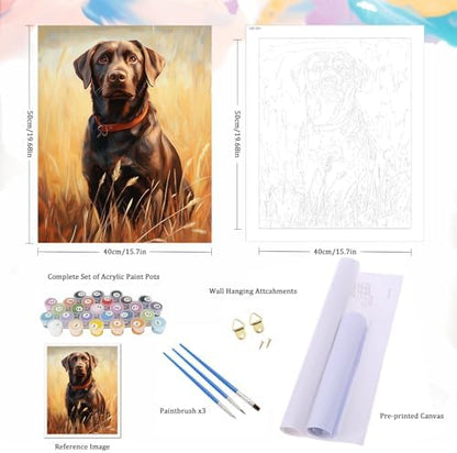 Natuyalo Animal Paint by Numbers Kit for Adults - Black Dog in the Rice Field Painting by Number on Canvas Without Frame, DIY Acrylic Art Crafts for Ideal Gift (16x20 Inch) - Image 5