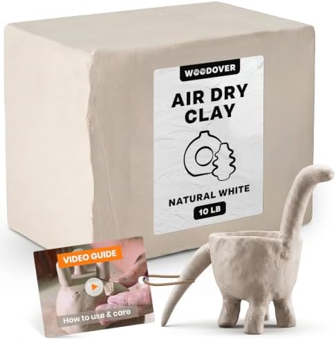 WOODOVER Premium Air Dry Clay White, 10 lb – Natural Modeling Clay for Sculpting, Pottery & DIY Crafts – Self-Hardening for Artists, Beginners and Professionals by Woodover
