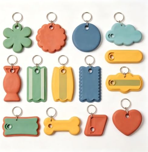14Pcs Cute Polymer Clay Cutters Cute Ceramics Keychain Cutters for Flower Heart Polymer Pottery Key Ring Making - Image 3