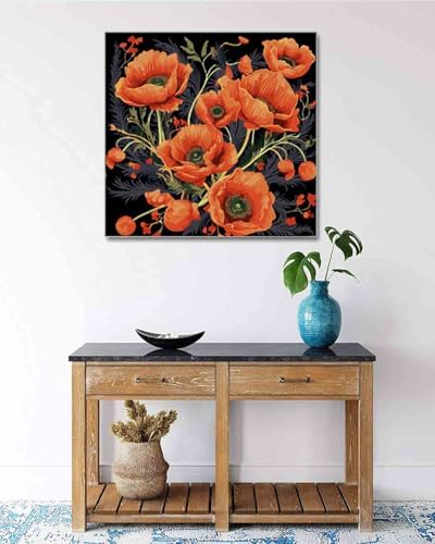 TOCARE Framed Paint by Numbers Kit for Adults Beginners, 12x12inch Red Poppy Paint by Number with Frame,Easy Flowers Paint by Numbers Framed Canvas (Without Easel) - Image 7