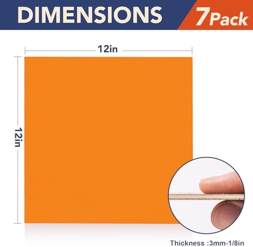 Rowood Colored Plywood Sheets for Laser Cutting,12x12x1/8inch,7 Pack 3mm Thin Unfinished Wood Crafts for Laser Engraving and DIY Ornaments and Architectural Model-Red/Orange/Yellow/Blue-WB124 - Image 2