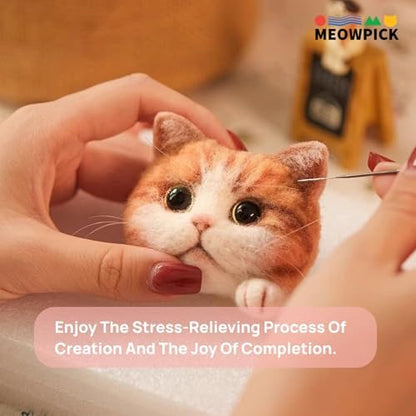MeowPick Needle Felting Kit for Beginners, DIY Realistic Cat Head with Video Tutorials, Wool Felt Supplies for Adults, Gift for Cat Lovers (Ginger) - Image 6