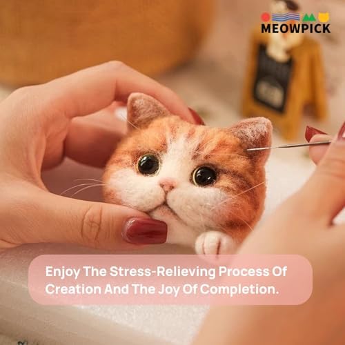 MeowPick Needle Felting Kit for Beginners, DIY Realistic Cat Head with Video Tutorials, Wool Felt Supplies for Adults, Gift for Cat Lovers (American Shorthair) - Image 6
