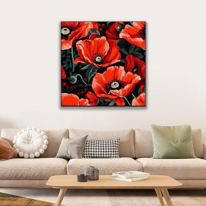 JUJUHOOD Red Poppy Paint by Numbers Kit for Adults Beginner & Kids Ages 8-12, Easy Flower Paint by Number Without Easel, Simple Paint by Numbers for Gift Home Wall Decor (10x10Inch) - Image 2