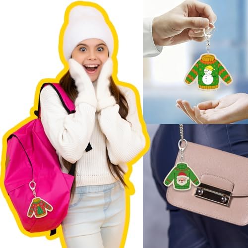 Trnayi 36 Pcs Christmas Ugly Sweater Wood Keychain DIY Craft - Image 5
