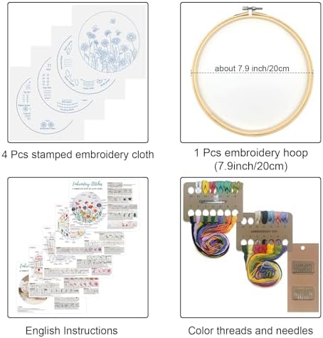 Louise Maelys 4 Pack Embroidery Kit for Beginners Stitch Practice Set - Image 2