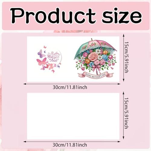 6Pcs Mother's Day Greeting Card DIY Diamond Art Painting Greeting Cards Special Shaped Diamond Blessing Folding Card Kit Arts Crafts for Holiday Festival-Flowers01 - Image 4
