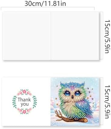 DIY Diamond Greeting Cards Set Christmas, 5D DIY Diamond Art Painting Greeting Card, DIY Christmas Card Making Kits for Family Friends Handmade Gift-#30-Owl - Image 2