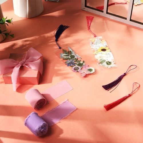 AmazingSpark 222 Pcs Dried Flower Bookmark Kit with Tassels, Purple - Image 6