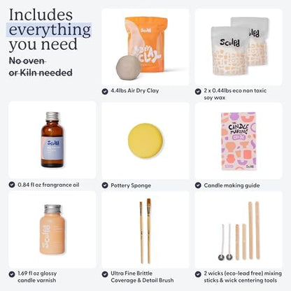 Sculpd Candle Making Kit, Air Dry Clay, 2 Candles Orange & Ginger Fragrance - Image 2