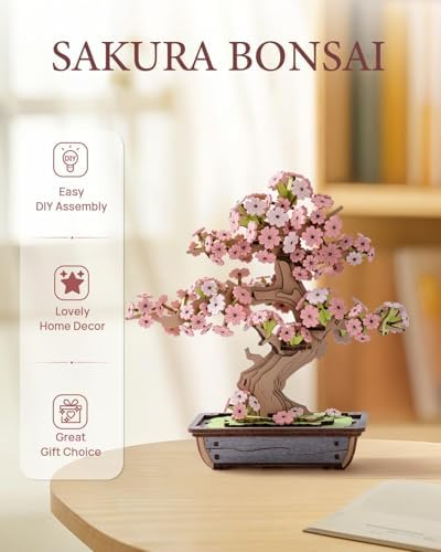 Rowood 3D Puzzles for Adults,Mother's Day DIY Wooden Flower Cherry Blossom Sakura Bonsai Tree Botanical Collection Building Set Craft Kits for Adults,Gift on Christmas Birthday - Image 5