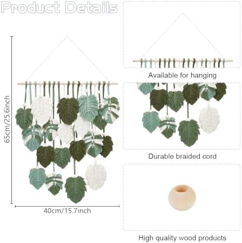 FREEBLOSS Macrame Wall Hanging Leaves Macrame Monstera Wall Hanging Tapestry DIY Macrame Kit for Beginners with Instruction Macrame Wall Hanging Kit for Adults Home Decoration, Clear - Image 3
