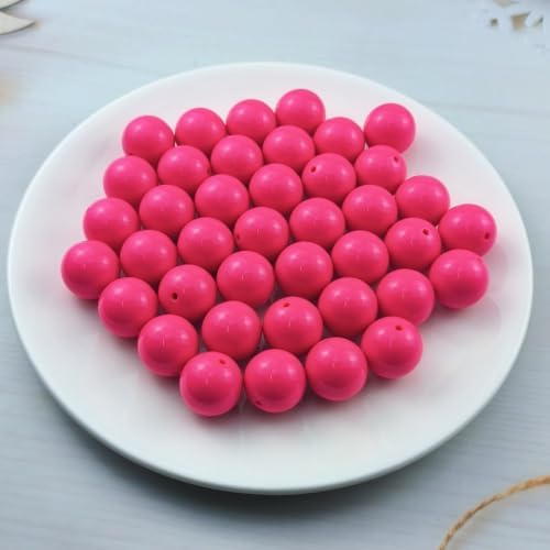 40pcs Acrylic Round Beads for Crafts 20mm Resin Candy Color Spacer Beads with Hole for Jewelry Making Sewing Crafts Decoration Necklaces Bracelets Earrings Supplies(Rose Red) - Image 2