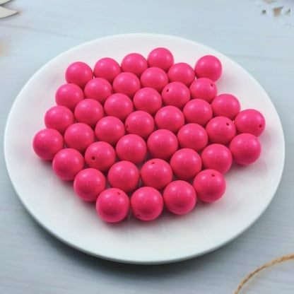 40pcs Acrylic Round Beads for Crafts 20mm Resin Candy Color Spacer Beads with Hole for Jewelry Making Sewing Crafts Decoration Necklaces Bracelets Earrings Supplies(Rose Red) - Image 2