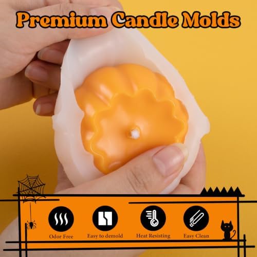 SACATR 5LB Halloween Candle Making Kit with Pumpkin & Ghost Silicone Molds - Image 5