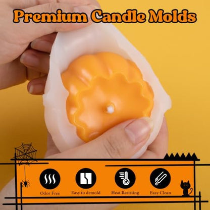 SACATR 5LB Halloween Candle Making Kit with Pumpkin & Ghost Silicone Molds - Image 5