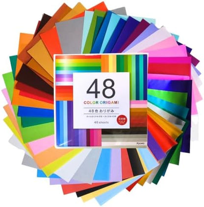 Japanese Origami Paper Includes Metallic Foil Type, 48 Colors (48 Sheets) by ZENGIFTENTERPRISE