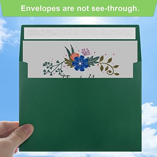 50 Packs 5x7 Envelopes, A7 5x7 Envelopes for Invitations, Printable Invitation Envelopes Self Seal for Weddings, Invitations, Photos, Greeting Cards, Mailing (Dark Green) - Image 4