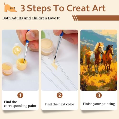 Reivworl Horse Paint by Numbers Kit for Adults Beginner 16×20 inch - Image 7
