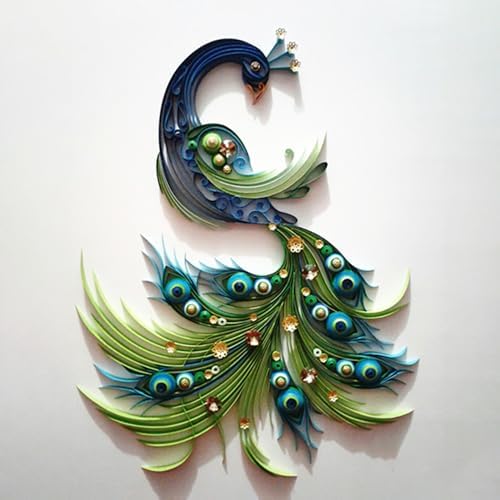 Peacock Paper Quilling Kit Paper Quilling Adult Craft Great for DIY Craft Workshop,Home Decoration, Birthday Gift,Adult Friend interaction.It's Suitable for Adult and Craftsmen.Creative Stress Reliee. by MerainMe