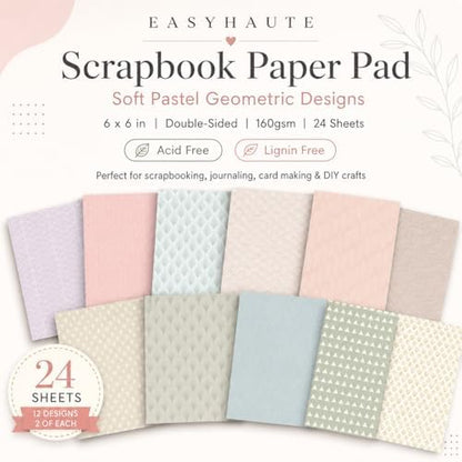 Geometric Patterned Paper Pad 6x6 Double Sided, Pastel Decorative Paper Pack - Craft Cardstock & Scrapbooking Supplies for Card Making, Junk Journal Ephemera, Mini Albums, 24 Sheets - Image 2