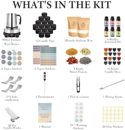 SAEUYVB Candle Making Kit with Wax Melter, Candle Making Kit for Adults - DIY Starter Soy Candle Making Kit/Supplies-Perfect as Home Decoration - Image 2
