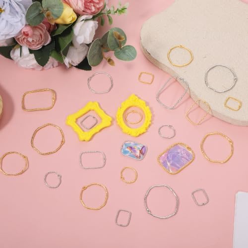 48 Pcs Alloy Open Back Bezel Pendants, 6 Styles Hollow Frame Pendants Ring for Resin Jewelry Making - Image 5