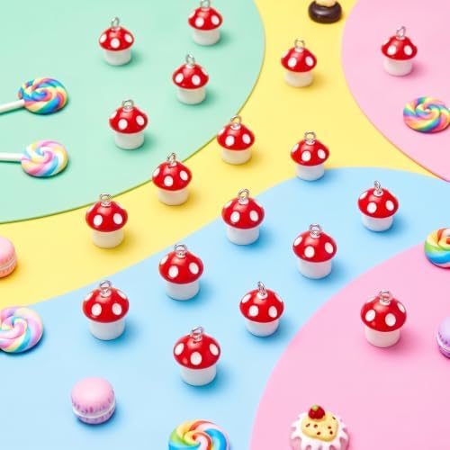 Jetec 50 Pieces DIY Mushroom Resin Charm Pendant Jewelry Finding Charm DIY Decor Making Resin for Women Bracelet Necklace Earrings Keychain Craft - Image 5