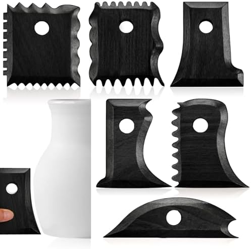Amylove 7 Pcs Pottery Tools Pottery Rib Foot Shaper Trimming Tools Profile Bundle Foot Shaper for Ceramics for Carving Clay Molds Clay Texture Ribs Ceramics (Stylish Style, Black) by Amylove