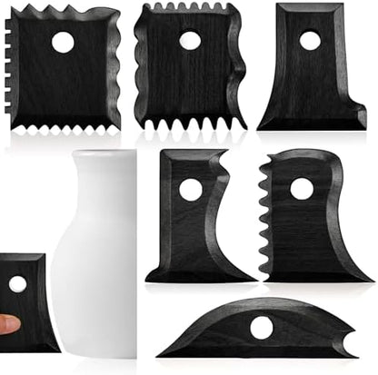 Amylove 7 Pcs Pottery Tools Pottery Rib Foot Shaper Trimming Tools Profile Bundle Foot Shaper for Ceramics for Carving Clay Molds Clay Texture Ribs Ceramics (Stylish Style, Black) by Amylove