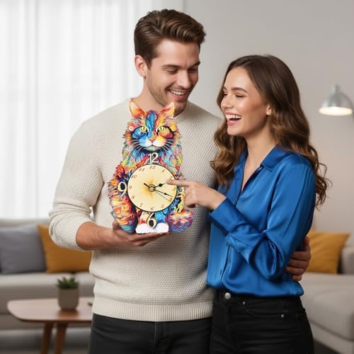 3D Puzzles for Adults, Cat Wall Clock 3D Wooden Puzzles Clock Kits for DIY Birthday Gift for Women Men Home Decor Holiday Christmas - Image 6