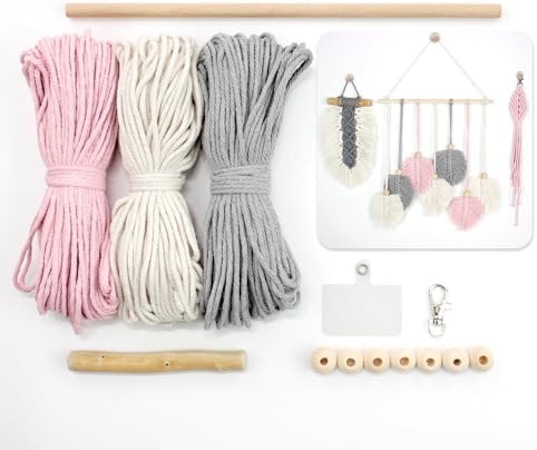 BUFANTL DIY Macrame Leaf Kit for Beginners, 3-in-1 Starter Set with 2 Wall Hangings & 1 Keychain, Boho Weaving Craft Kit with Printed Tutorial for Adults by Unknown