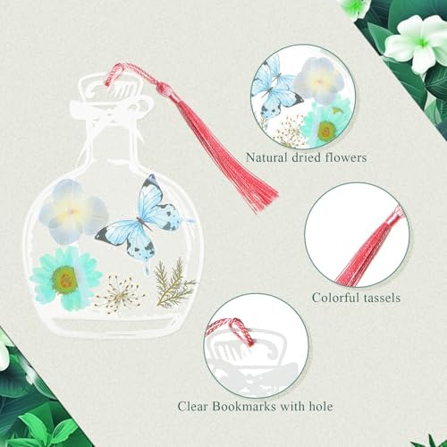 TaoBary 152 Pcs Dried Flower Bookmark Set DIY with Tassels, Macaron Color - Image 4