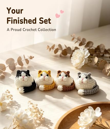 PAITIN Crochet Kit for Beginners Adults, Complete DIY Craft Yarn Kit with Step-by-Step Video Tutorials, Easy Handmade Art Projects Home Decor (Cat) - Image 2