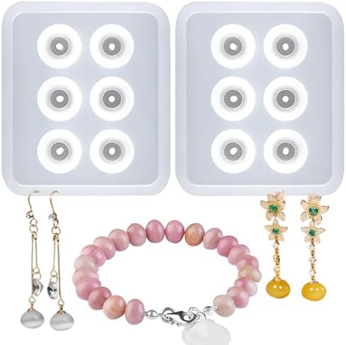 Silicone Jewelry with Hole Molds, 6 Cavity Ellipse Beads, for Jewelry, Polymer Clay, Soap Making, Cabochon Gemstone DIY Crafting Projects by MUYULIN
