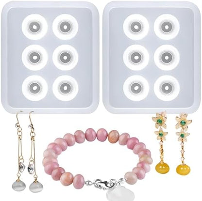 Silicone Jewelry with Hole Molds, 6 Cavity Ellipse Beads, for Jewelry, Polymer Clay, Soap Making, Cabochon Gemstone DIY Crafting Projects by MUYULIN