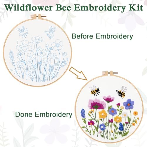 Louise Maelys Embroidery Kit for Beginners, Wildflower Bee Embroidery Kit - Image 3
