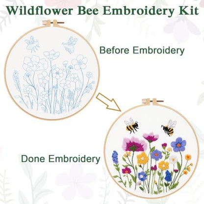 Louise Maelys Embroidery Kit for Beginners, Wildflower Bee Embroidery Kit - Image 3