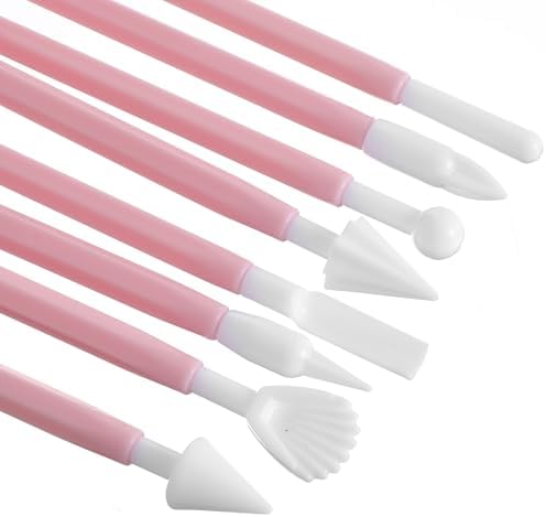 8 Pcs Clay Sculpting Tools Kit Fondant Sculpting Tool Set Air Dry Clay Tools Double Head Pottery Modeling Clays Carving Tool Plastic Cake Decorating Pens for Flower Modeling Baking Crafts Adult Pink - Image 6