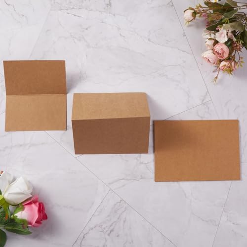 50 Pack Blank Folded Cardstock Business Cards, Brown, 3x5 - Image 3